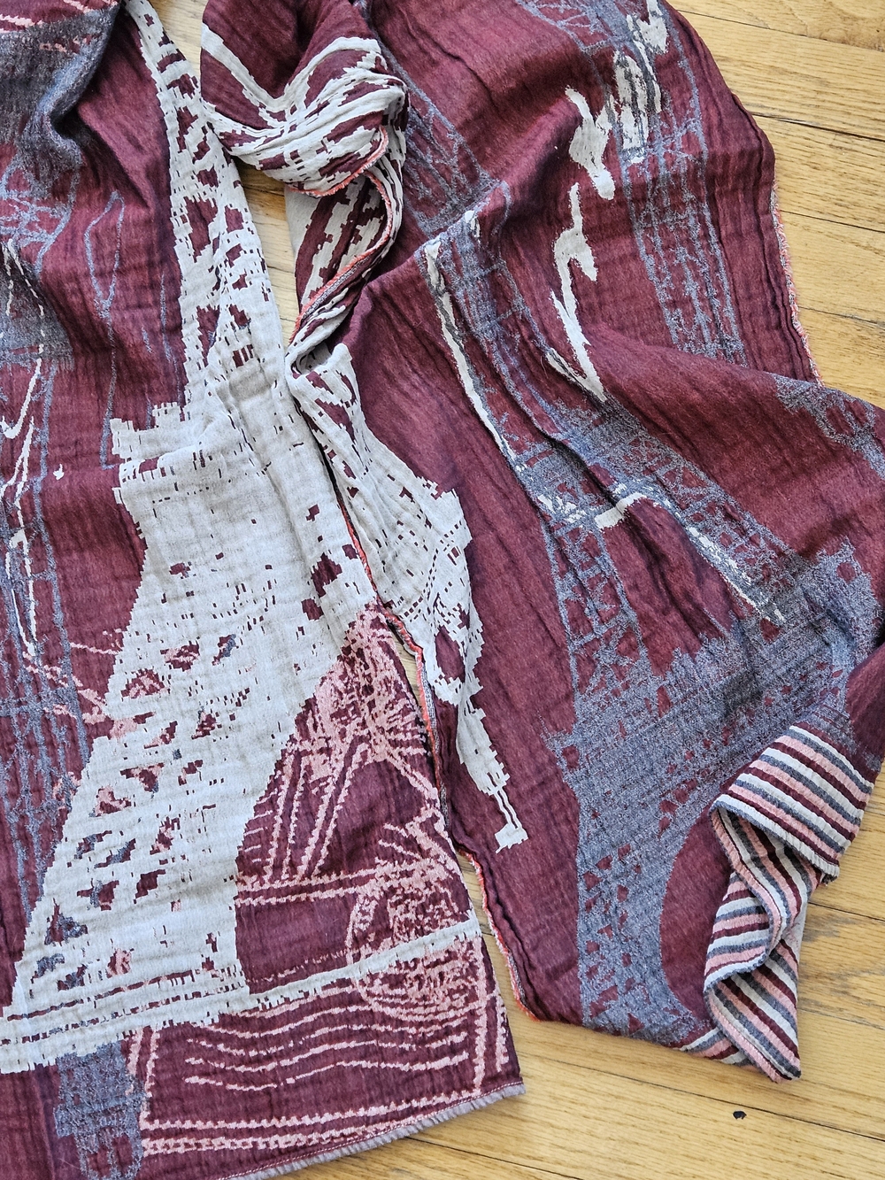 Eiffel Tower Print Burgundy Scarf - Picture 8 of 12